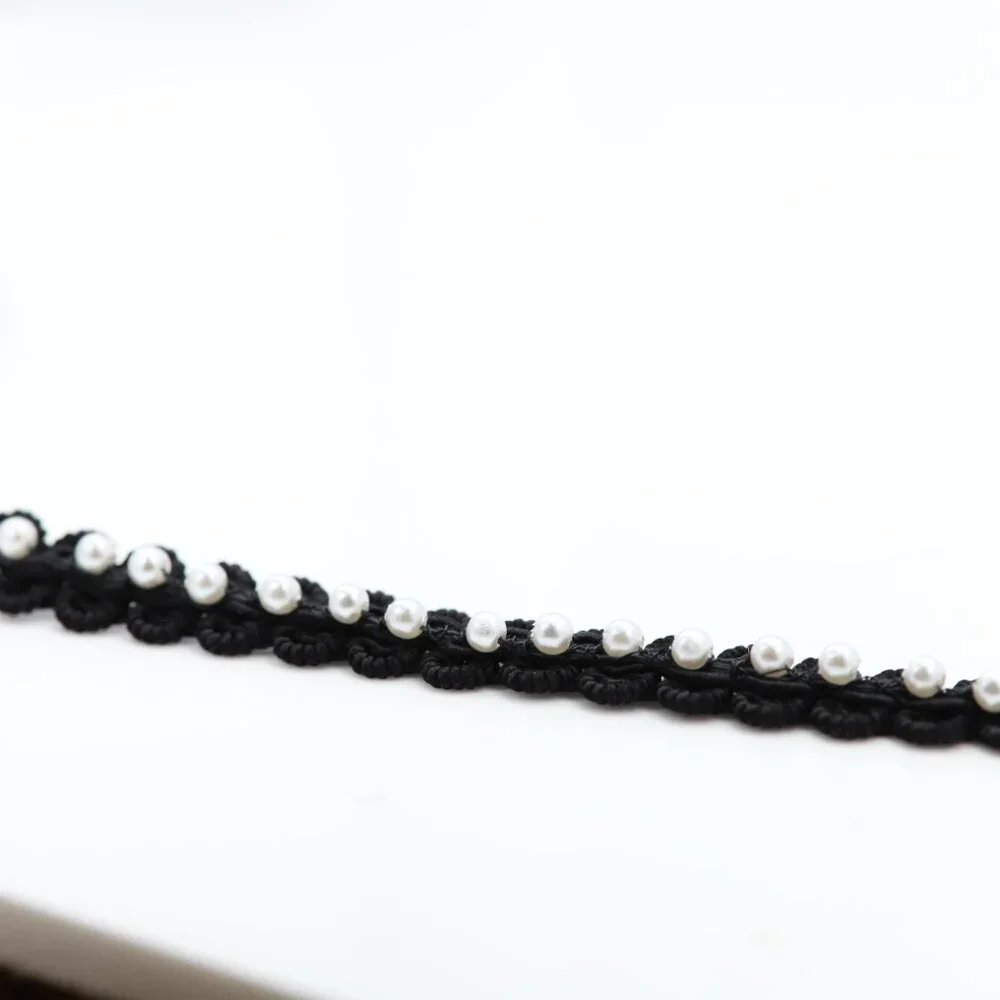 Fancy Black Choker Pearl Chokers adjustable - Picture 8 of 9